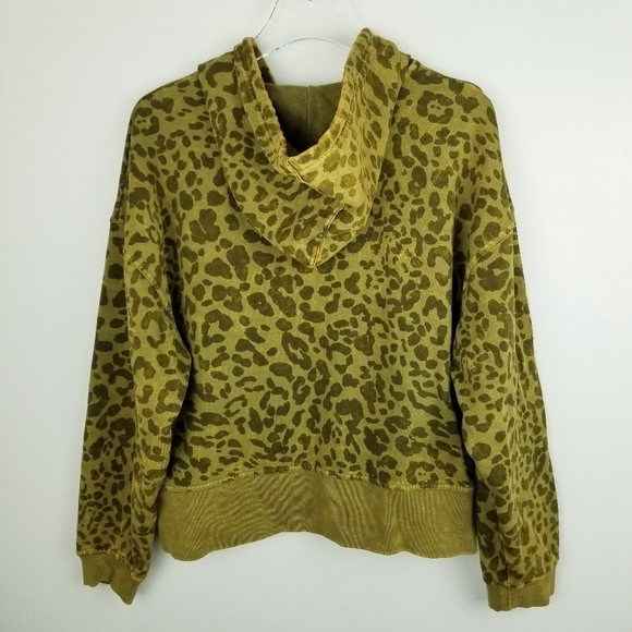 JoyLab Green Leopard Cheetah Print Zip Up Hooded Sweatshirt - Picture 2 of 9
